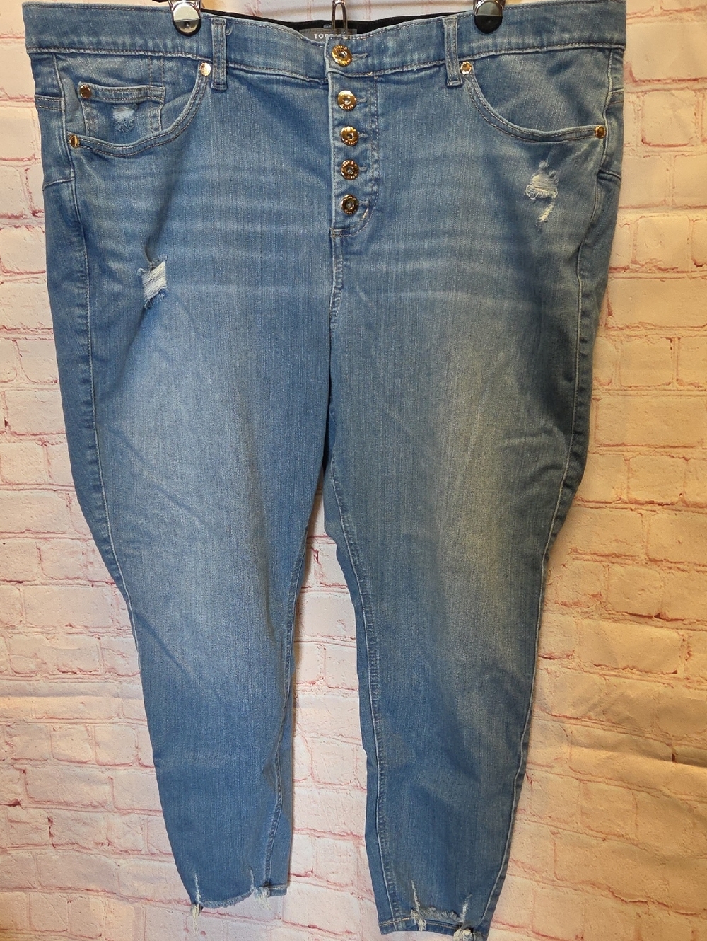 torrid Light Blue Button-Fly Cropped Jeans